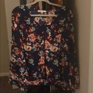 Floral bell sleeve top